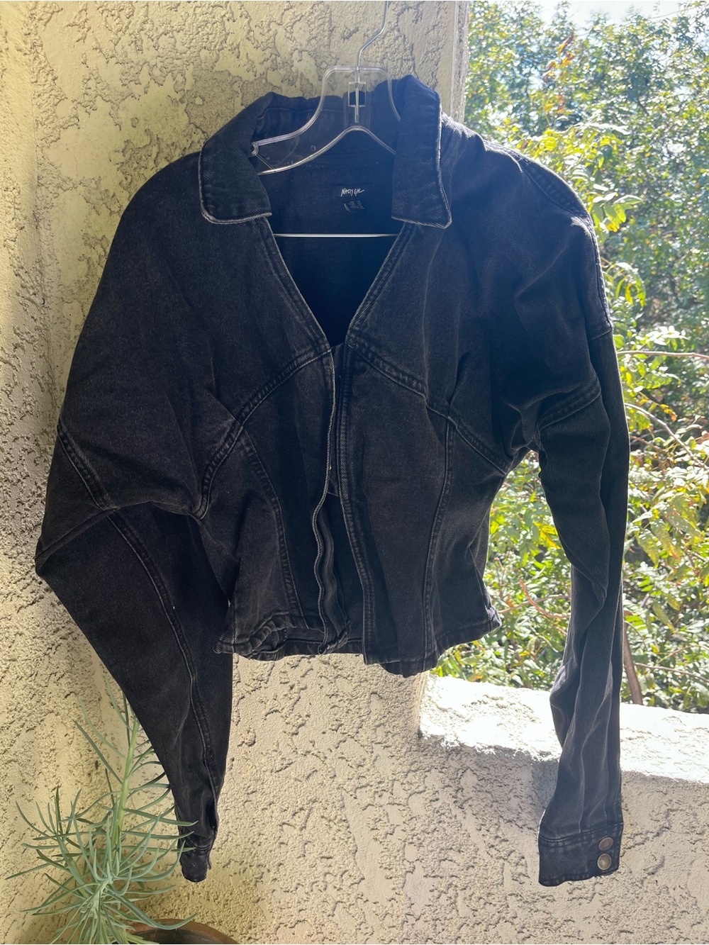 Nasty Gal Black Washed Denim Jacket